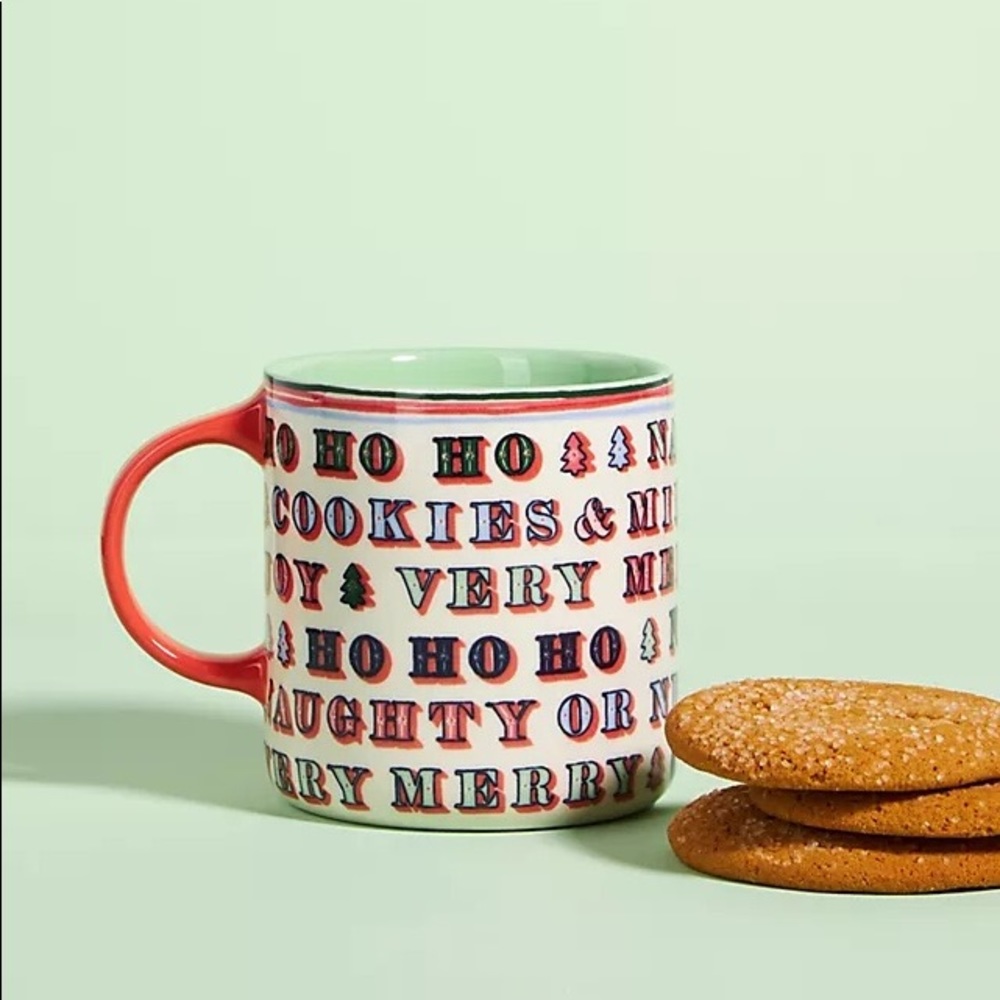 ANTHROPOLOGIE George & Viv Very Merry Mug (White) - BRAND NEW